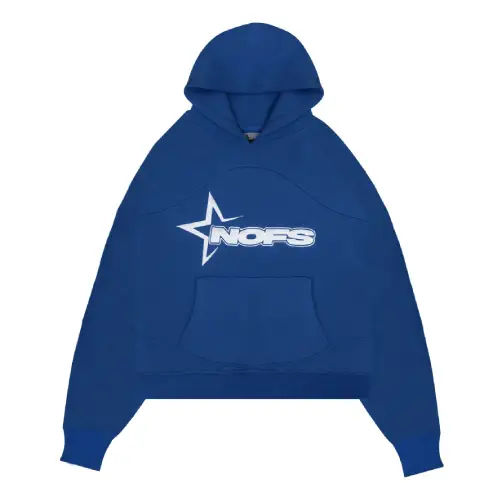 blue nofs hoodie front view