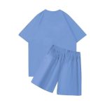 Sky blue nofs shorts set back view styling