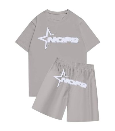 Gray Nofs shorts set front view