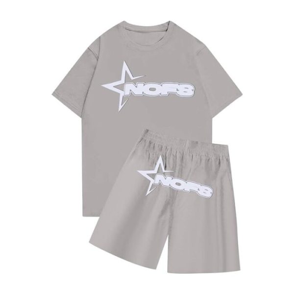 Gray Nofs shorts set front view