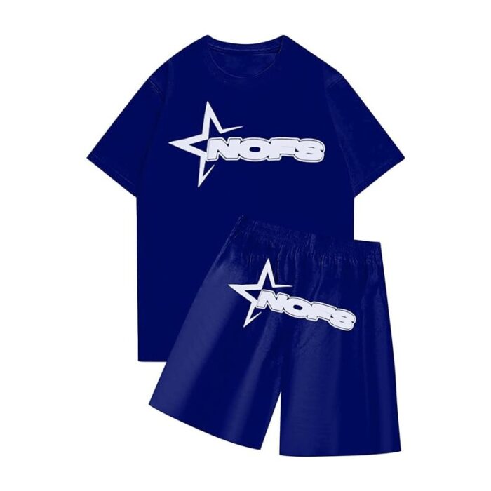 blue nofs shorts set front view