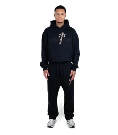 person wearing camo sweatpants urban