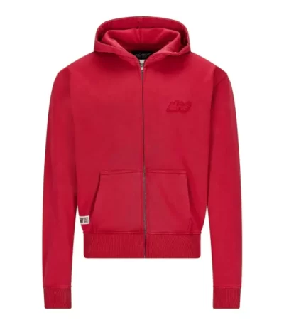 red nofs zipper hoodie front view
