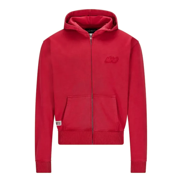 red nofs zipper hoodie front view