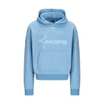 tone in tone baby blue hoodie front view