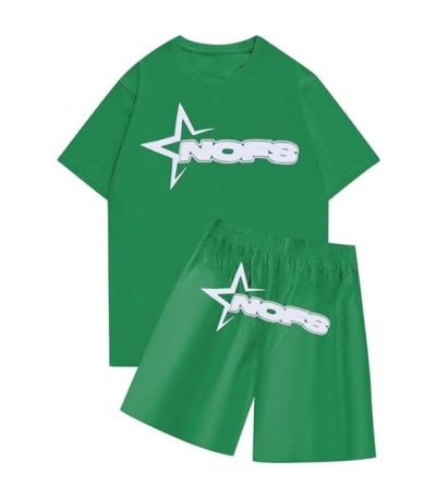 Green Nofs Shorts Set - Premium Summer Streetwear