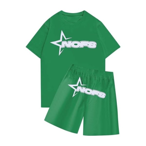Green Nofs Shorts Set - Premium Summer Streetwear